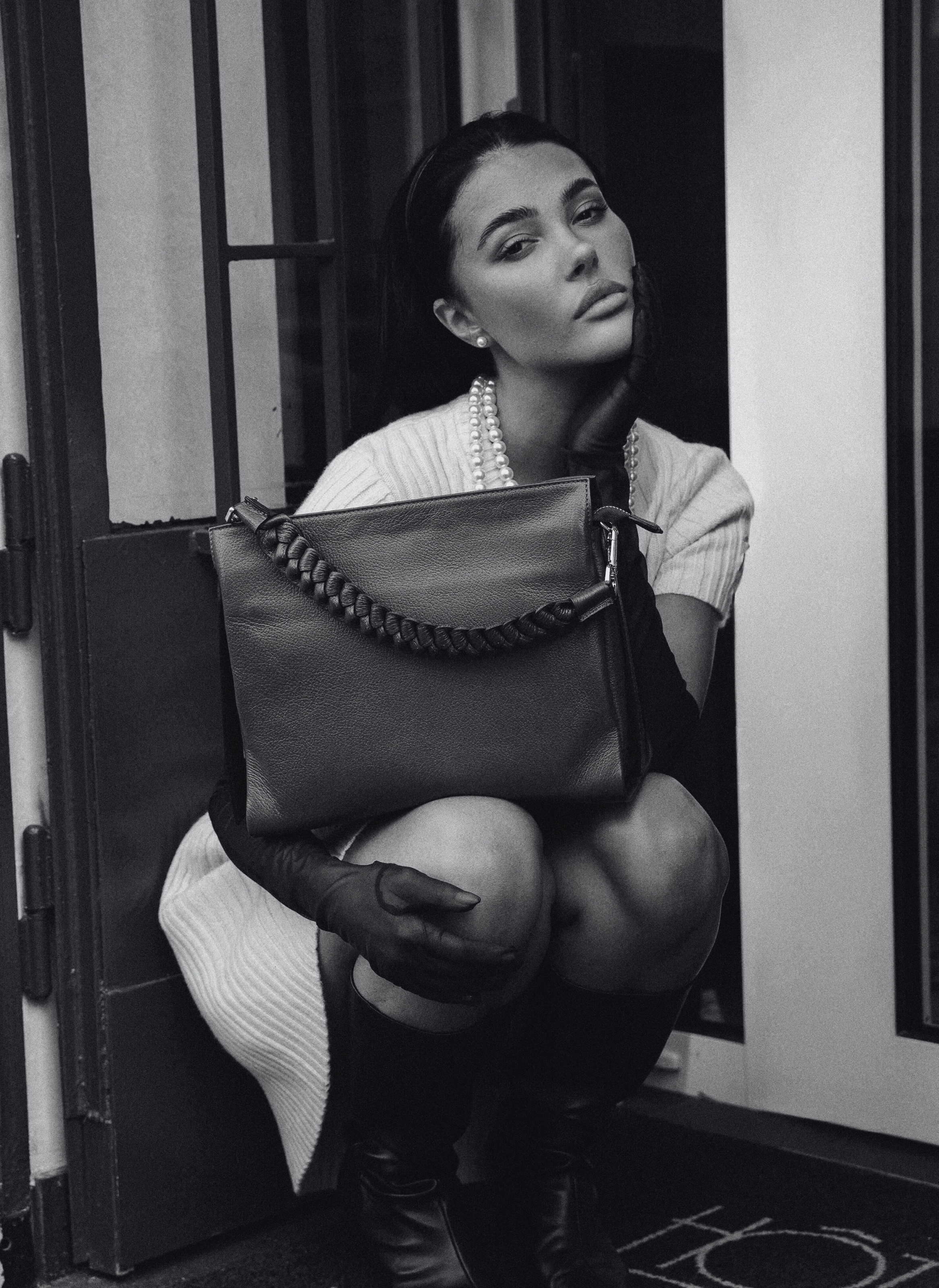 Bolso Braid de piel Dollaro Negro