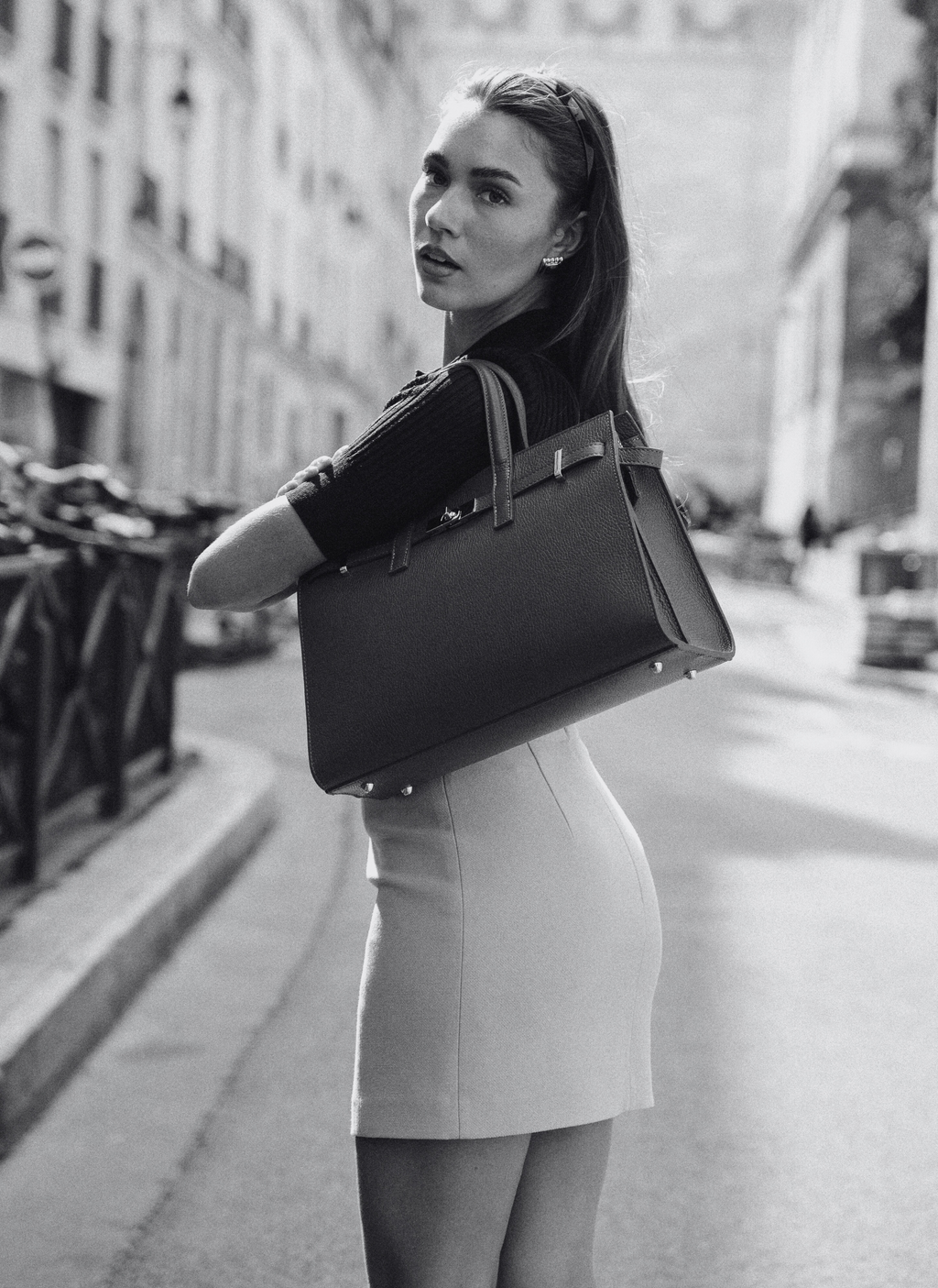Bolso Sveva de piel Togo negro