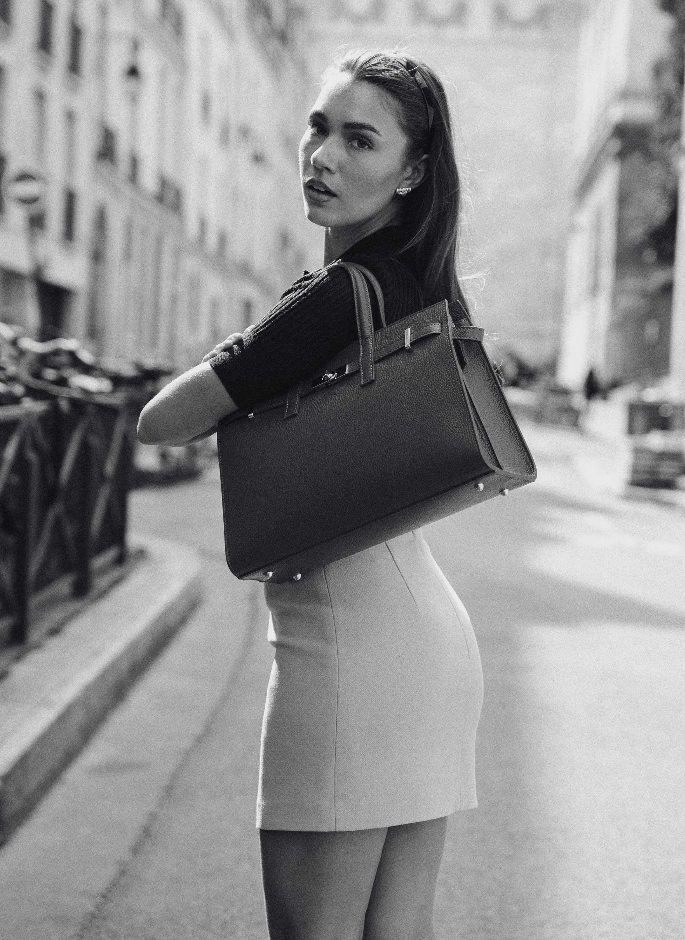 Bolso Sveva de piel Togo negro