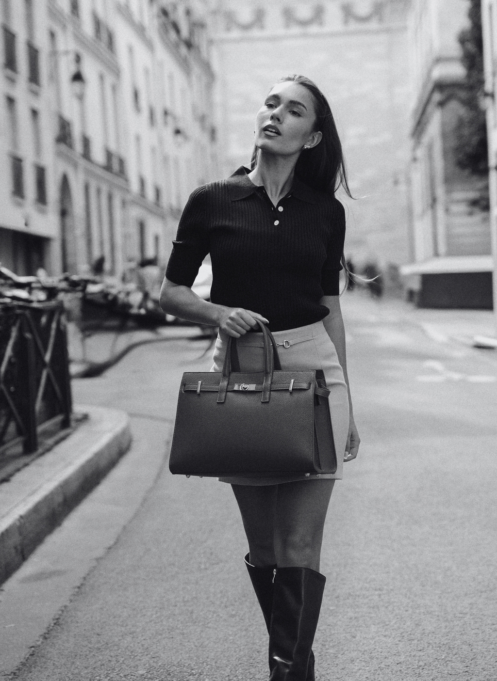Bolso Sveva de piel Togo negro