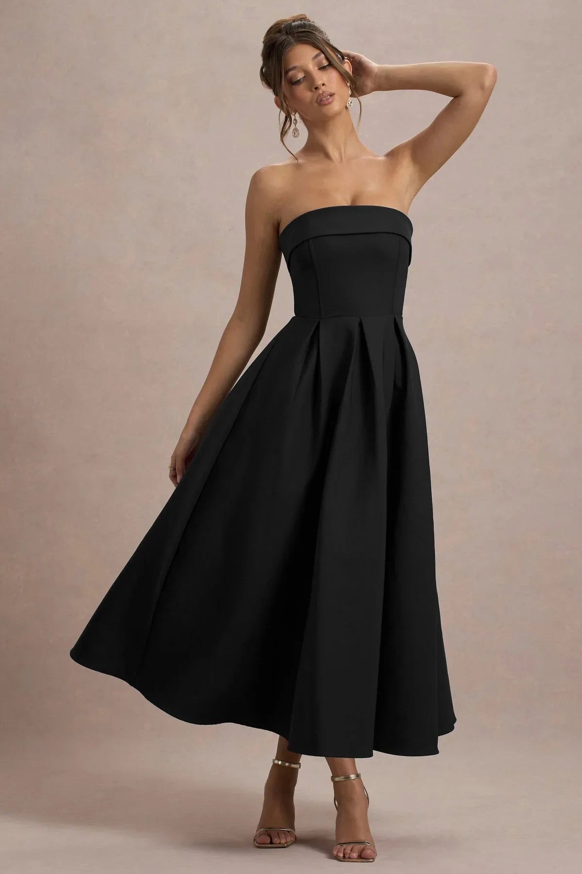 ANNE | Élégante robe midi avec décolleté dans le dos