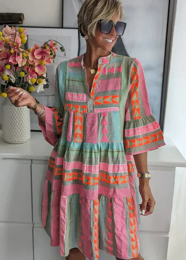 Ava™ | Vestido de verano de cáñamo con cuello en V