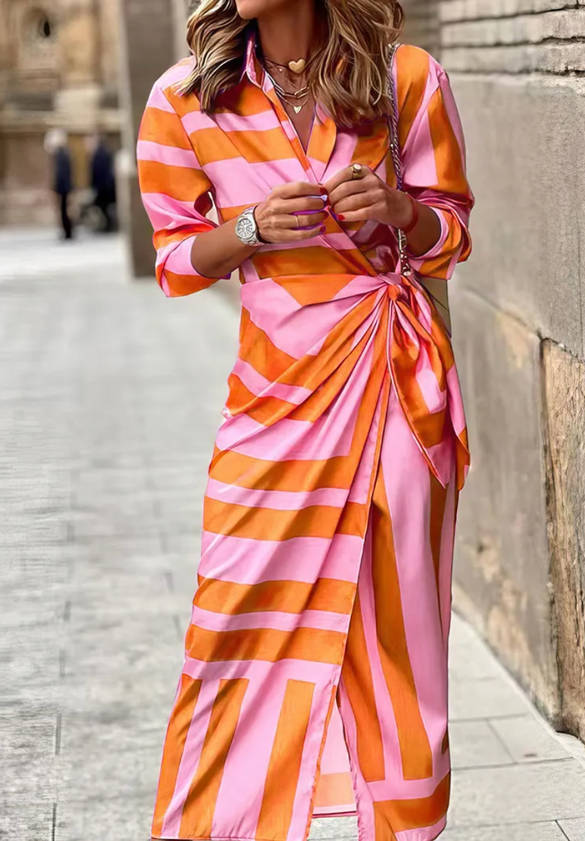 Amelia™ | Vestido cruzado estampado
