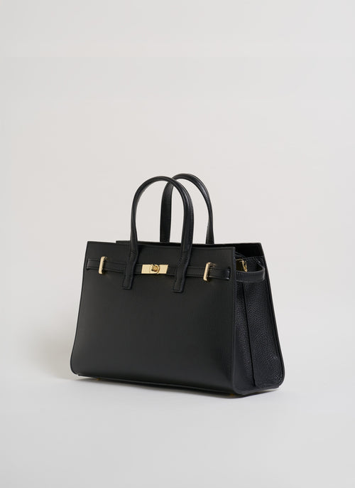 Sac Sveva en cuir Togo noir