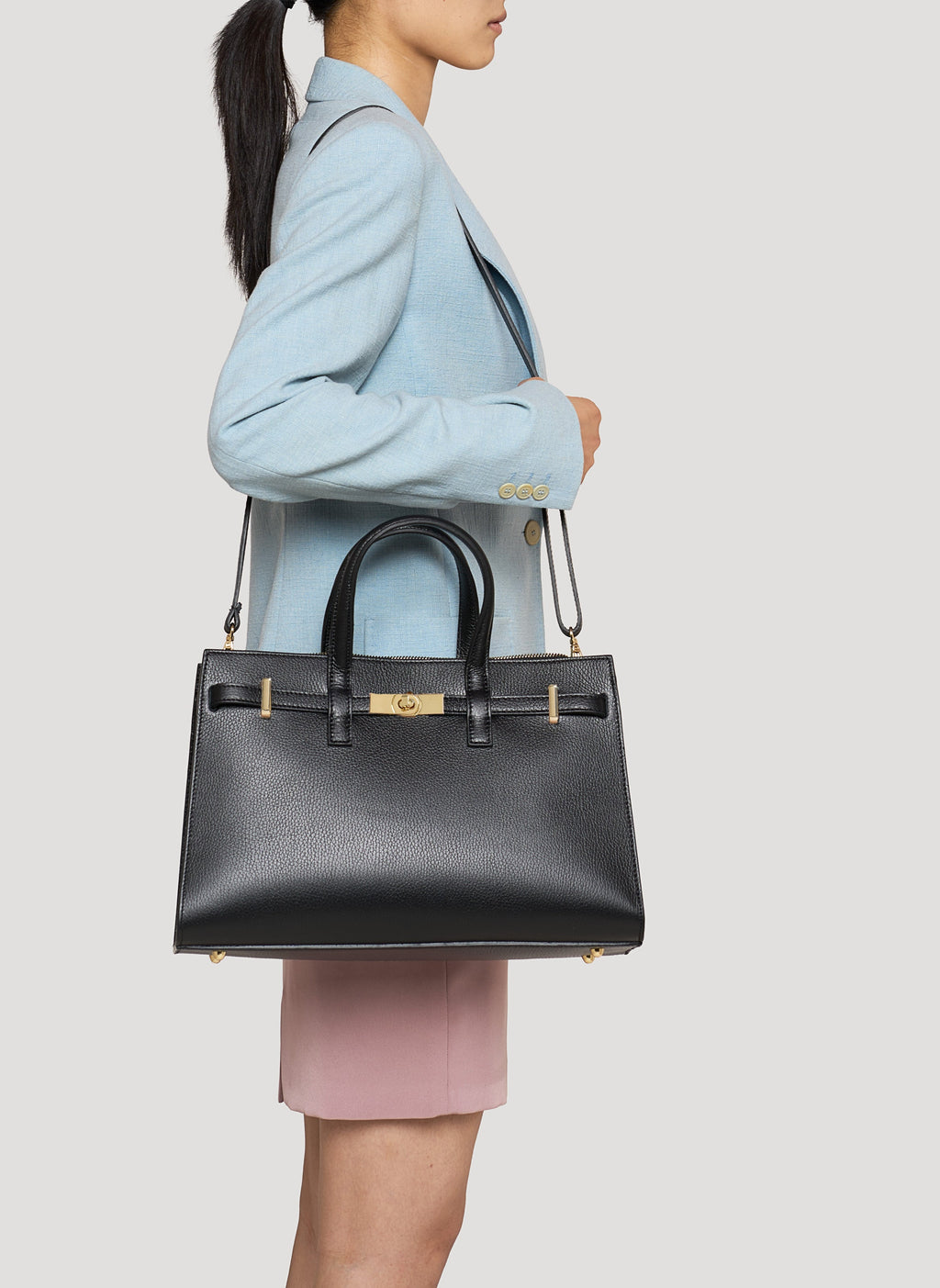 Bolso Sveva de piel Togo negro