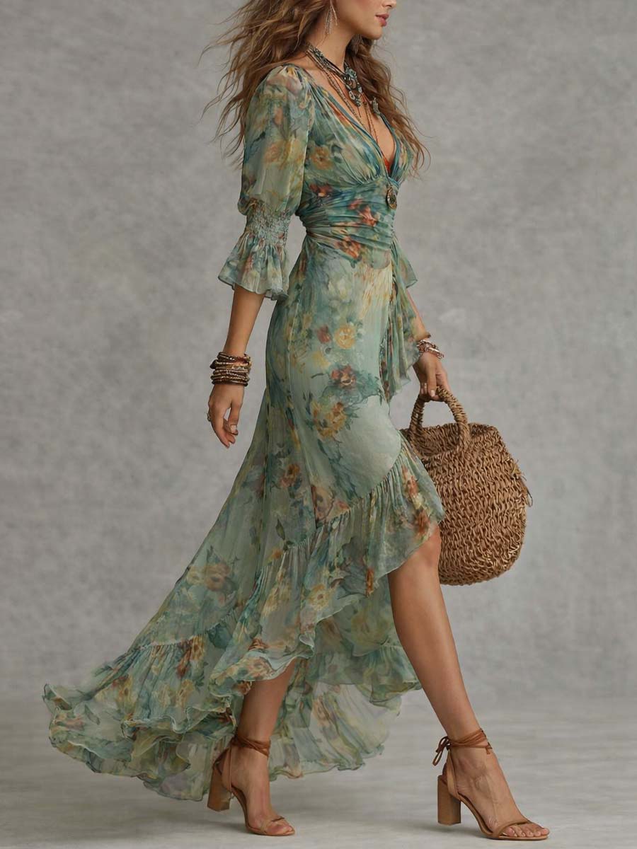 VESTIDO LARGO DE GASA