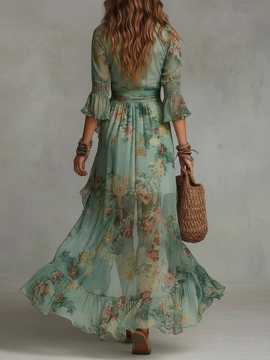 VESTIDO LARGO DE GASA