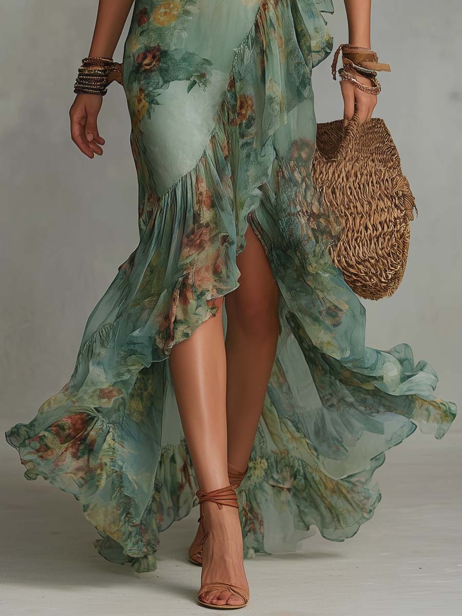 VESTIDO LARGO DE GASA
