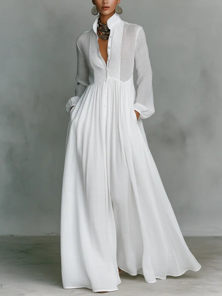 Léonie™ | Vestido maxi minimalista con cuello alto