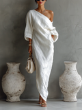 ELISE™ | ELEGANTE VESTIDO LARGO ASIMÉTRICO EN COLOR BLANCO