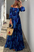 Luna™ | Vestido largo estampado floral con mangas caídas