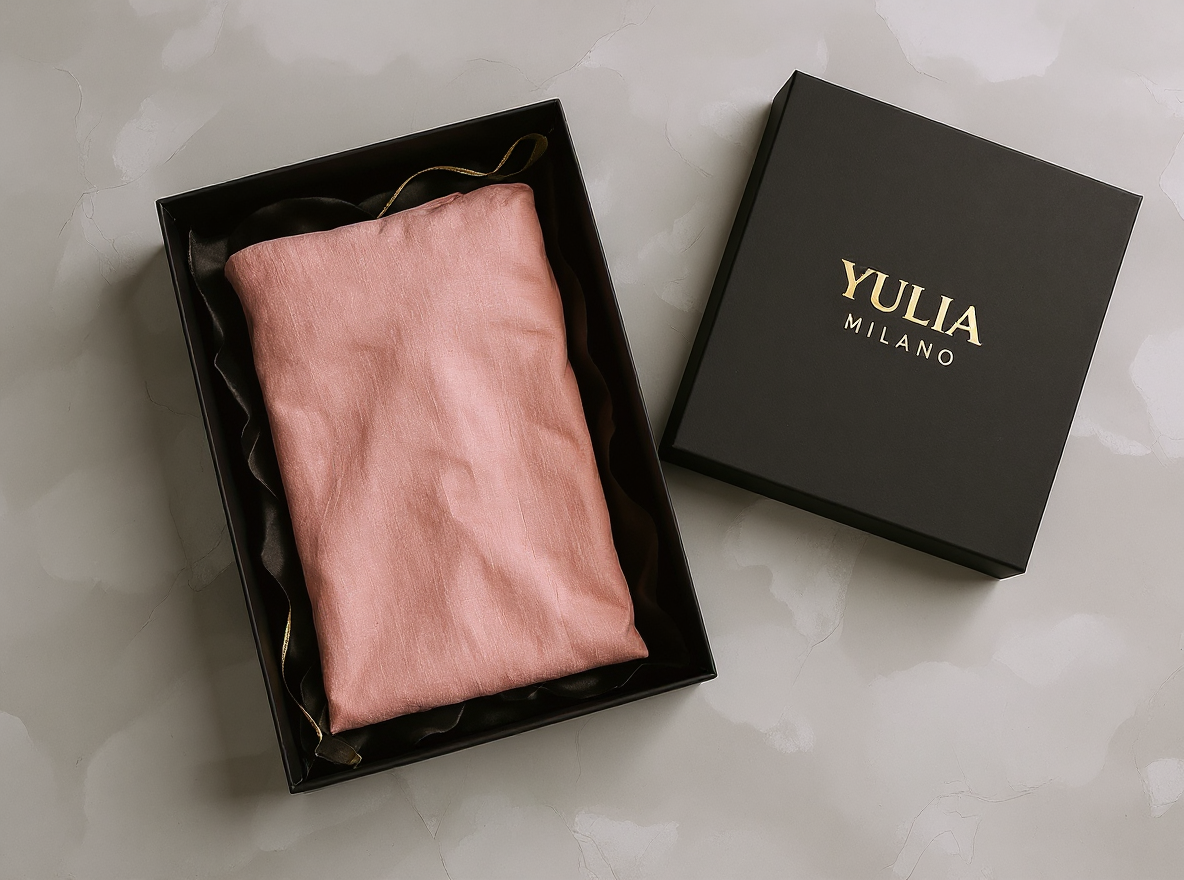Vestido largo minimalista rosa de lino con escote en V para mujer