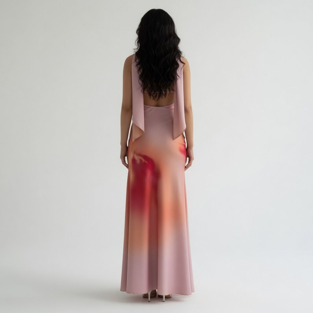 VESTIDO SATINADO DEGRADADO SUNSET