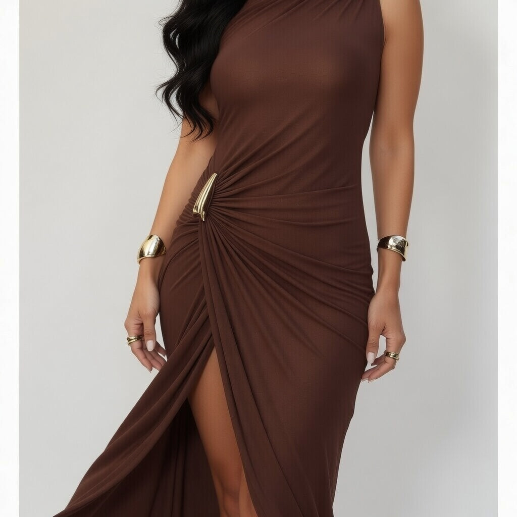 VESTIDO MIDI CHOCOLATE