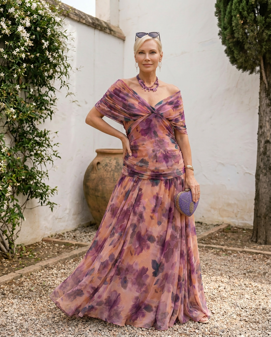 Robe longue élégante pour une fête avec un décolleté en cœur
