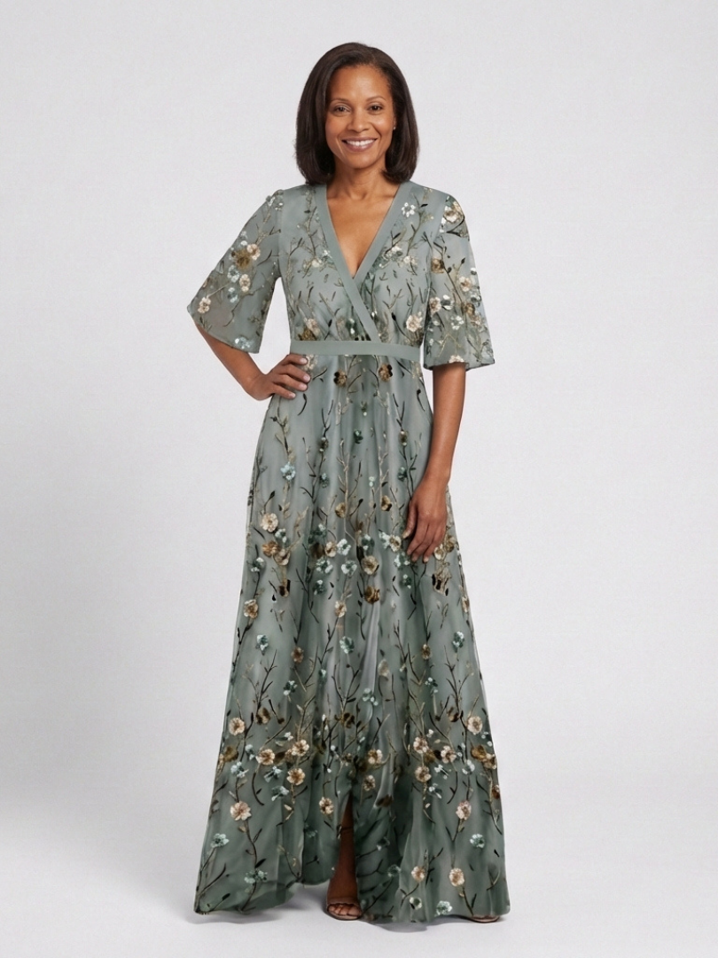 Elodie – Vestido largo floral con escote en V