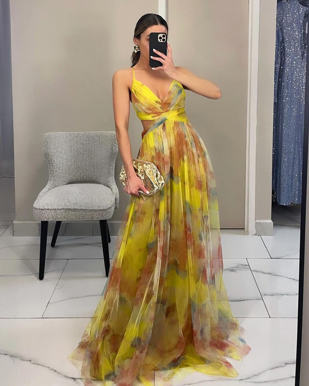 GISELLE | Robe longue en mousseline