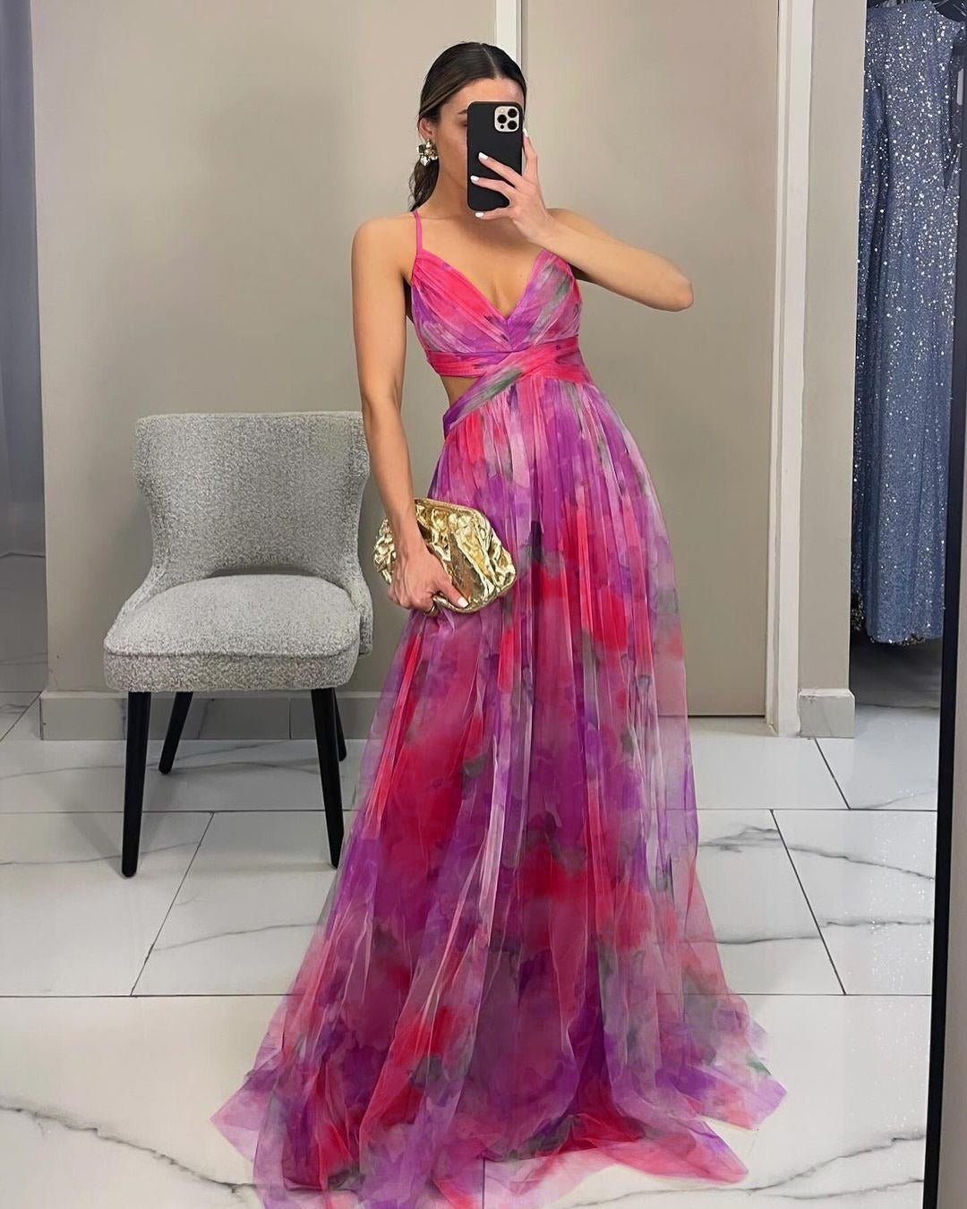 GISELLE | Robe longue en mousseline