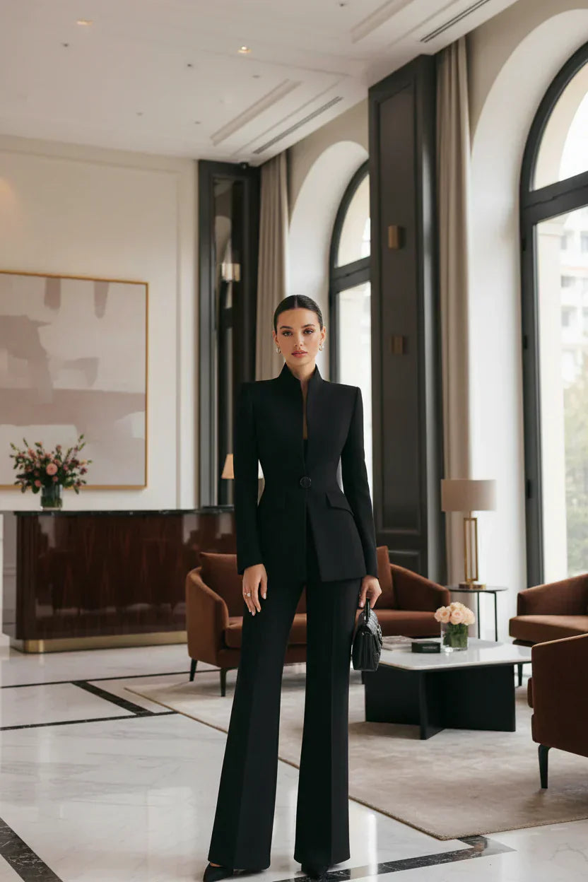 Georgina | Conjunto de blazer y pantalones palazzo