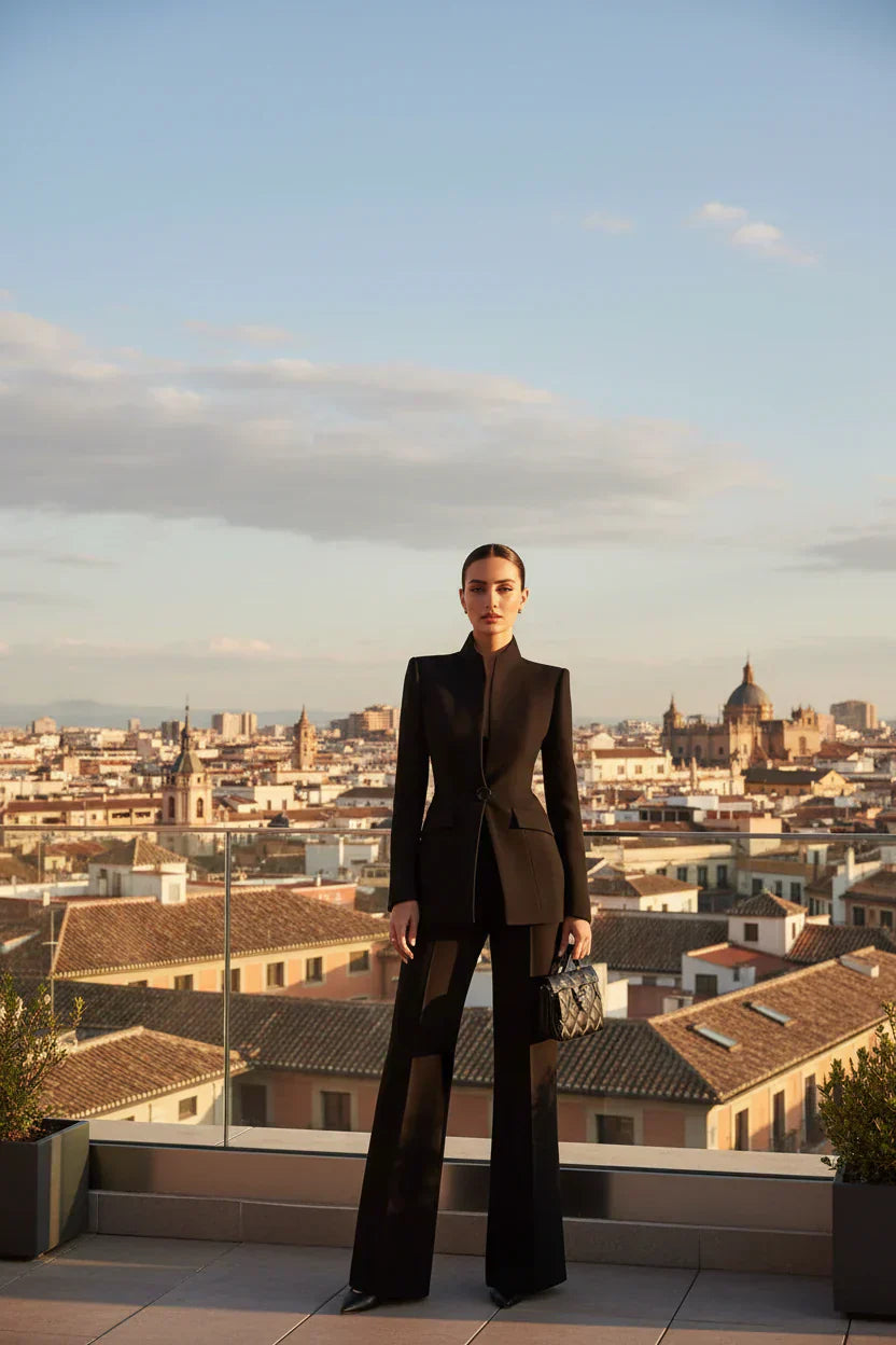 Georgina | Conjunto de blazer y pantalones palazzo