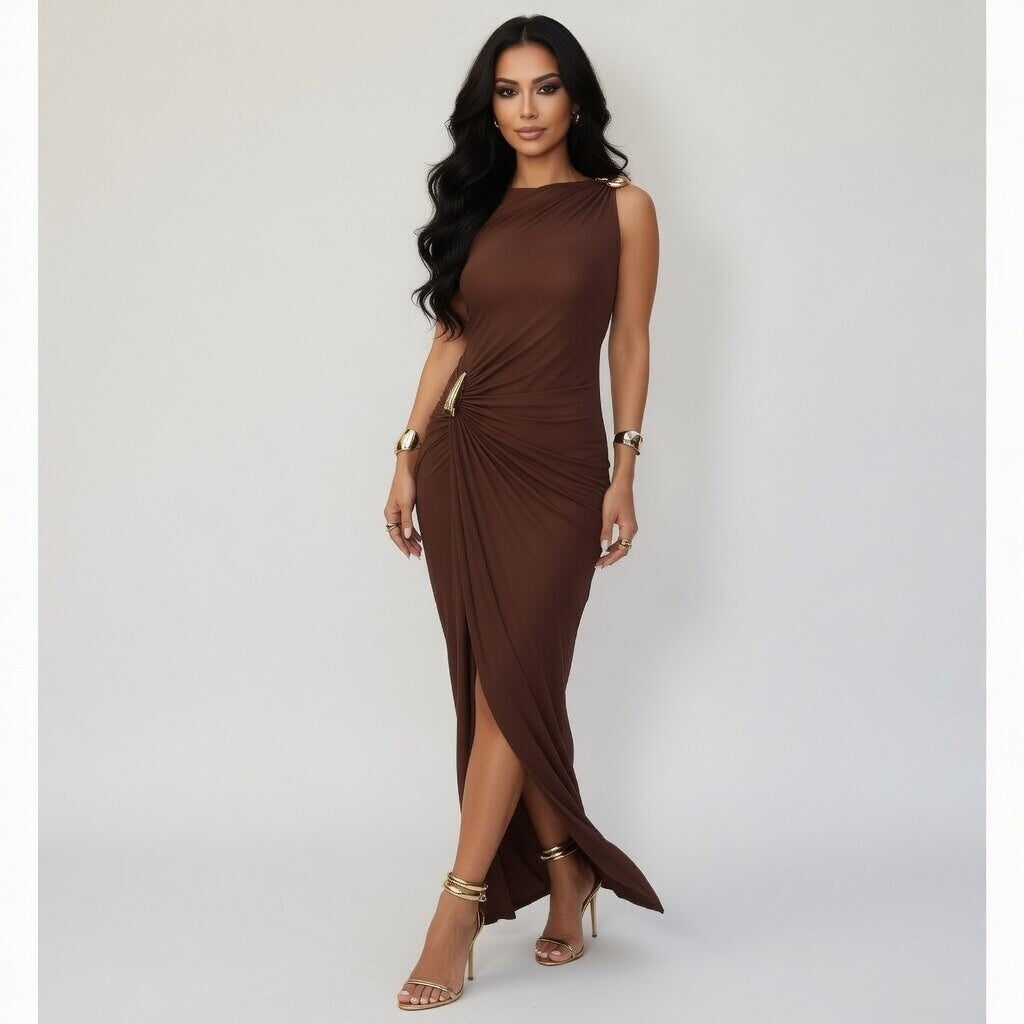 VESTIDO MIDI CHOCOLATE