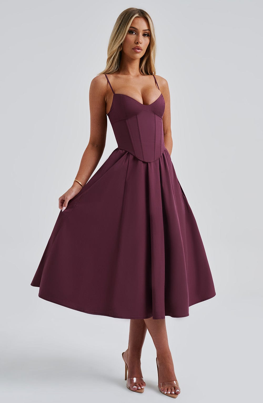 MAILEEN | Elegante vestido midi estilo corsé