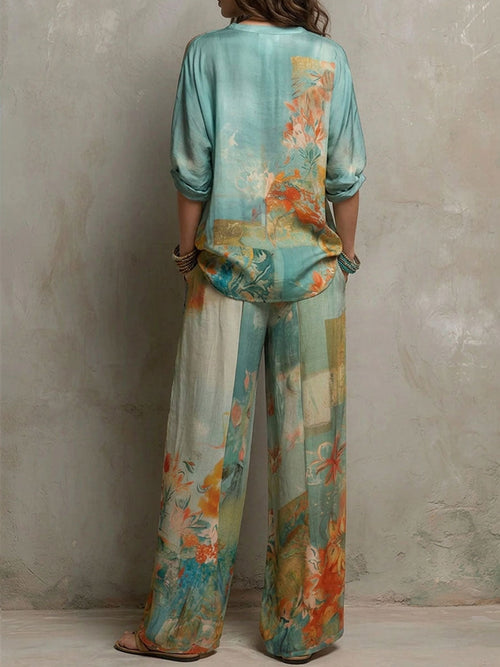 Chiara | Ensemble élégant à imprimé floral et pantalon large