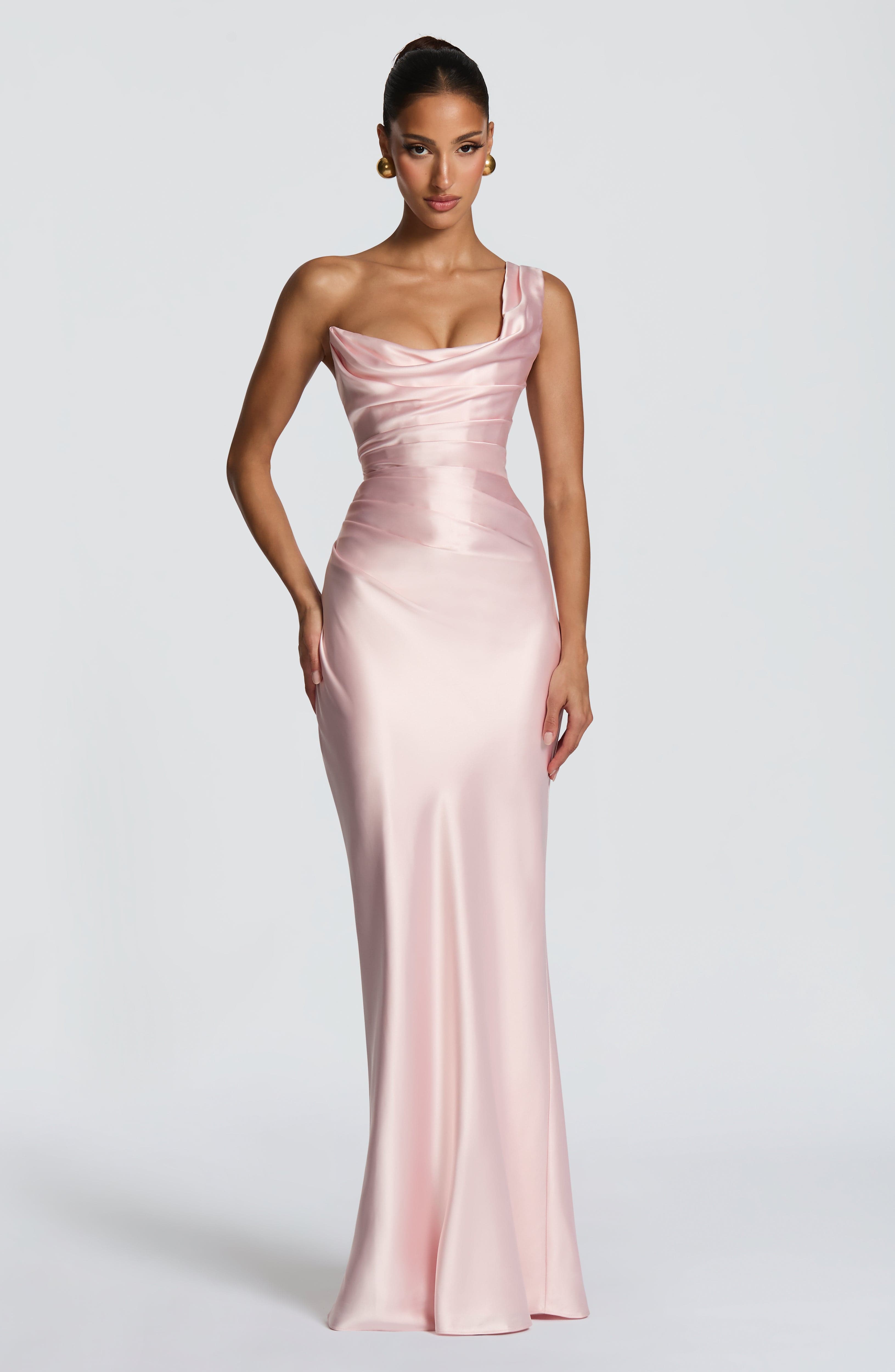 Robe Carolina™ - Élégance asymétrique au drapé satiné
